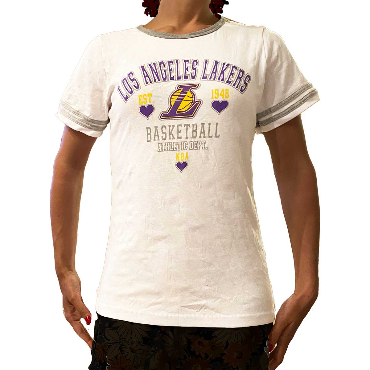 Womens Los Angeles Lakers Basketball Athletic Dept White T-Shirt MD