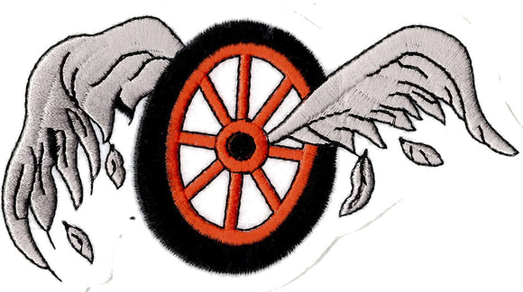 Flying Wheel embroidered iron on patch