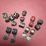 16 Mixed Heart European Jewelry Beads, Platinum & Enamel Color Plated