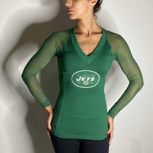 New York Jets Wildcat Shirt with Sheer Sleeves, Green