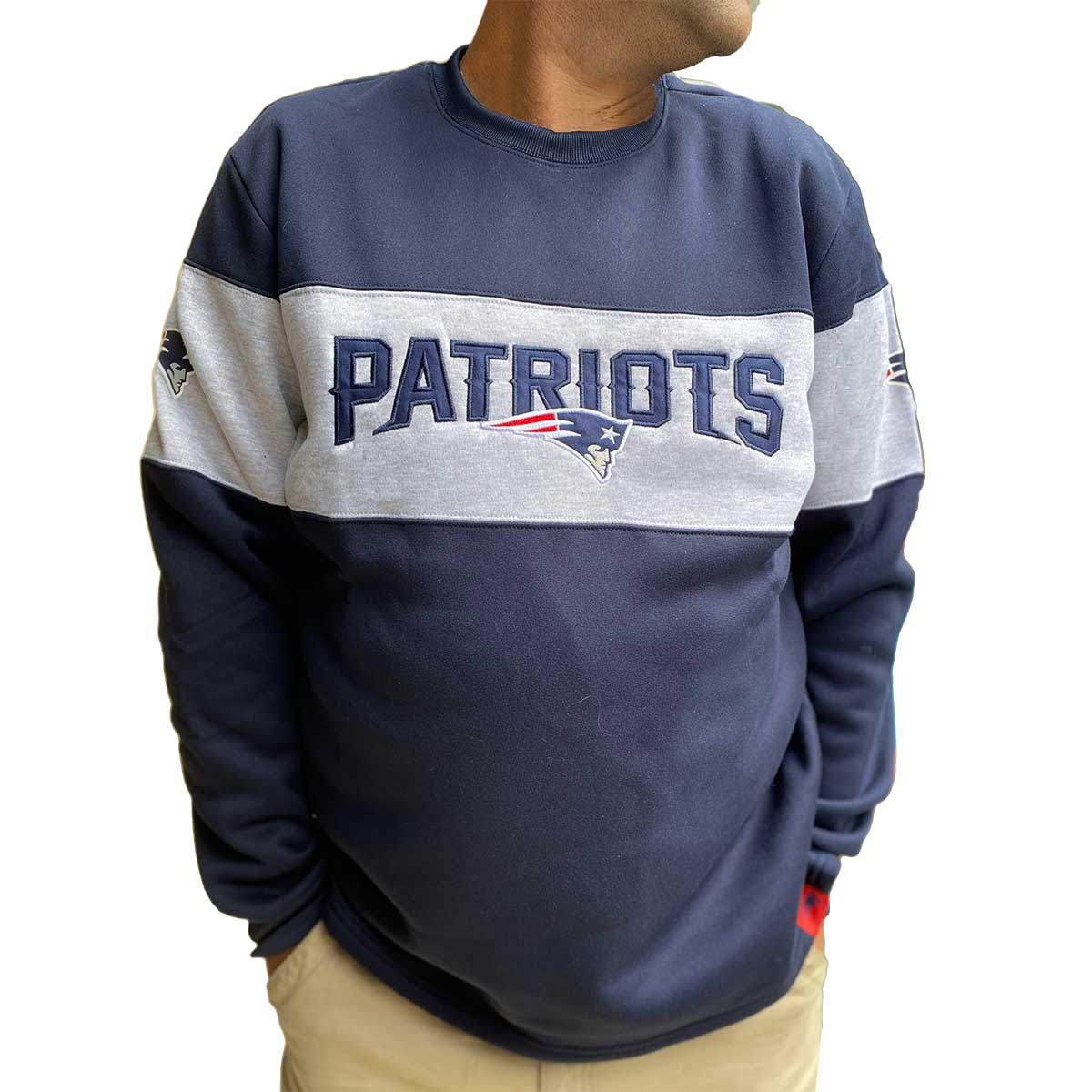 Rock N Sport Store Mens New England Patriots Sweatshirt Navy & Gray LG