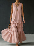 Women's Ice Silk Sleeveless Loose Maxi Dress – 6 Colors S–5XL
