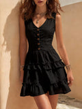 Women's Sleeveless Linen Button-Up Midi Dress