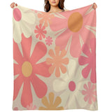 Blush Pink Retro 60s 70s Flower Power Lightweight Throw Blanket