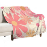 Blush Pink Retro 60s 70s Flower Power Lightweight Throw Blanket
