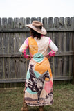 Baha Ranch Retro Pop Western Desert Cowboy Button Up Shirt Dress Duster Kimono