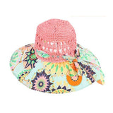 Women's Patterned Straw Beach Sun Hat – Round Crown UV Protection Summer Hat