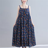 Floral Print Loose Cotton Hemp Show Slim Skirt Women''s Wear