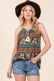 Boho Front Tassel Tie Sleeveless Woven Top