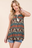 Boho Front Tassel Tie Sleeveless Woven Top