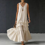 Women's Ice Silk Sleeveless Loose Maxi Dress – 6 Colors S–5XL