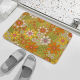 High-Traffic Bath Mat 1960s, 1970s Retro Floral Flower Power