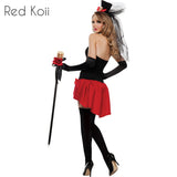 Skeleton  Mistress Cosplay Halloween Costume - 4 Piece Set