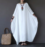 Loose Plus Size Cotton And Linen Long Dress