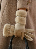 Womens long furry gloves