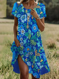 Ethnic Print Midi Dress – Scoop Neck Geometric Pattern