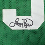 Autographed/Signed Larry Bird Boston Green Basketball Jersey Beckett BAS COA