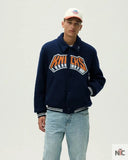 Kith For The New York Knicks Empire Wool Coaches Navy Bomber Jacket