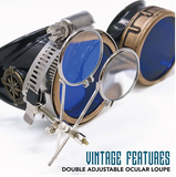 Handmade Victorian Steampunk Goggles with Loupe