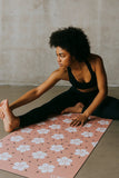 Kumiko Peach Flowered Yoga Mat – Non-Slip, Eco-Friendly, Latex-Free (Tan)