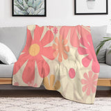 Blush Pink Retro 60s 70s Flower Power Lightweight Throw Blanket