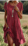 Ethnic Print Midi Dress – Scoop Neck Geometric Pattern
