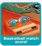 Toy basketball game with score tracking mechanism on a blue border