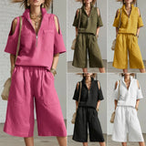 Short-Sleeve Shirt & Loose Shorts Two-Piece Set | Casual