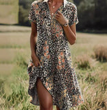 Ethnic Print Midi Dress – Scoop Neck Geometric Pattern