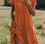 Ethnic Print Midi Dress – Scoop Neck Geometric Pattern