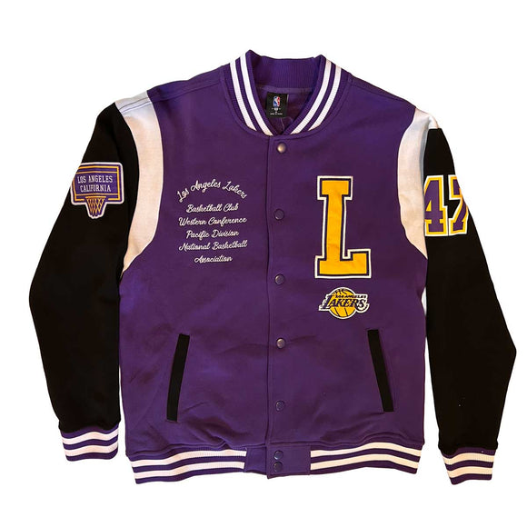 Mens Los Angeles Lakers Ultra Game NBA Fleece Varsity Jacket MD