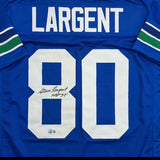 Autographed Steve Largent HOF 95 Blue Football Jersey Beckett COA