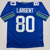 Autographed Steve Largent HOF 95 Blue Football Jersey Beckett COA