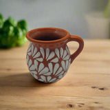 Mexican Clay Jarrito Mug Handmade Brown Pottery Cup