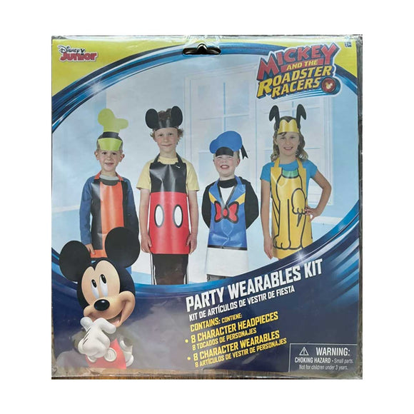Mickey and the Roadster Racers party wearables kit packaging with characters and accessories.