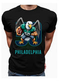 Black t-shirt with an eagle holding a football and the number 50, featuring 'Philadelphia' text.