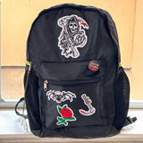 Black Backpack with Punk Themed Patches