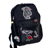 Black Backpack with Punk Themed Patches
