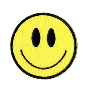 Smiley face embroidered iron on patch