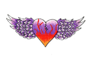 Flying Heart Embroidered Iron On Patch - Rock N Sports