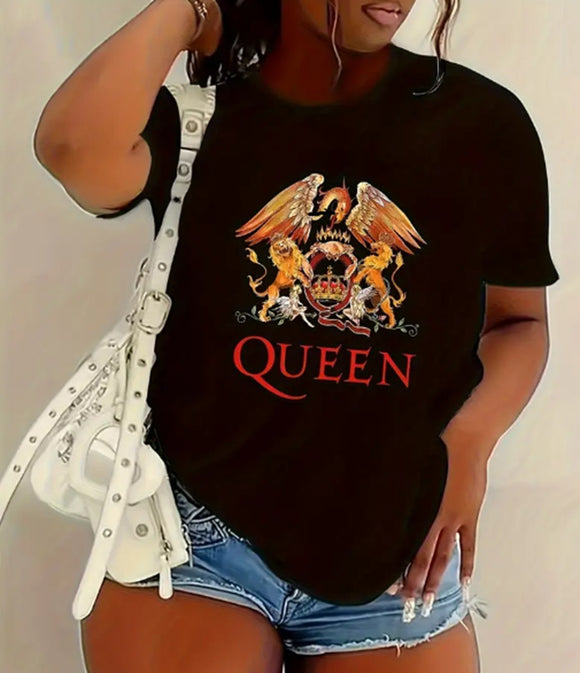 Queen Crest Logo T-Shirt, Black