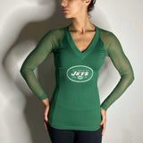 New York Jets Wildcat Shirt with Sheer Sleeves, Green