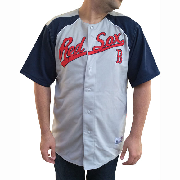 Mens Embroidered Red Sox Jersey Light Gray NEW LG MD