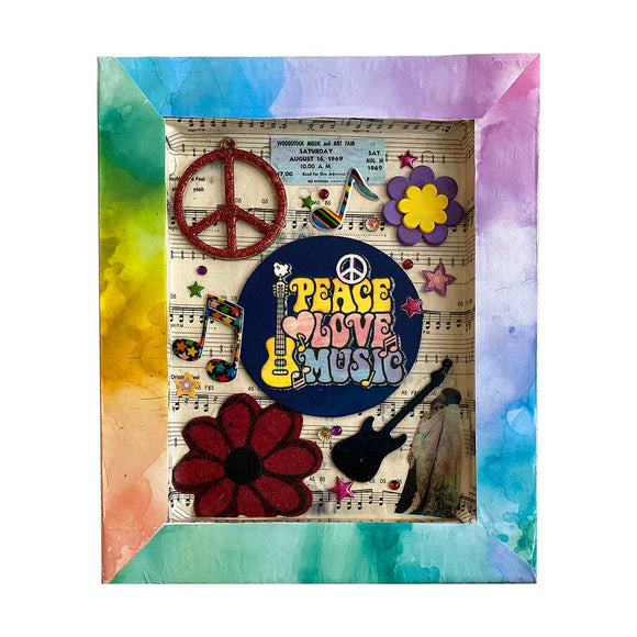 Peace, Love, Music Handmade Collage
