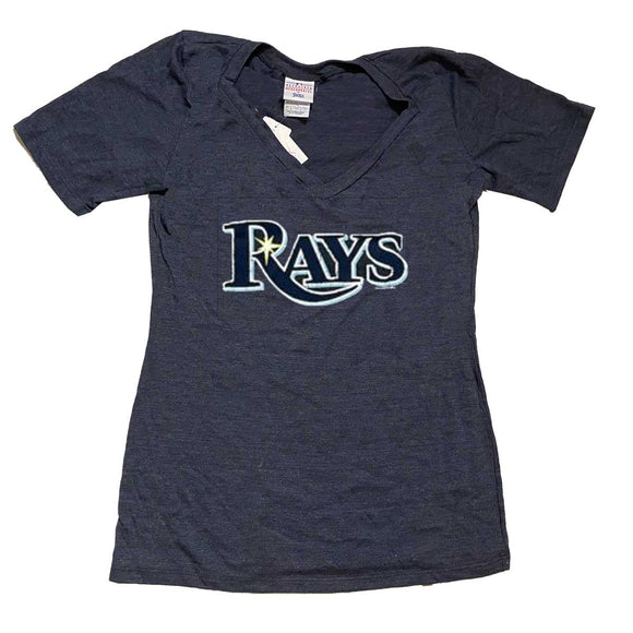 Womens Tampa Bay Rays Heathered Navy Blue T-Shirt