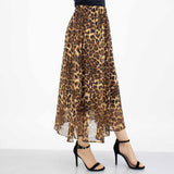 Leopard Animal Print Flare Midi Skirt
