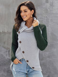 Asymmetrical Turtleneck Chunky Cable Knit Sweater