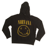 Nirvana Jumbo Distressed Smiley Face Hoodie Black NEW MD