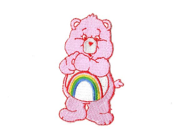 Pink care bear embroidered iron on patch