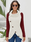 Asymmetrical Turtleneck Chunky Cable Knit Sweater